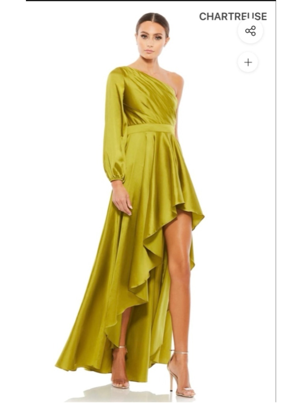 Women's Mac Duggal Chartreuse One Shoulder Dress Size 6